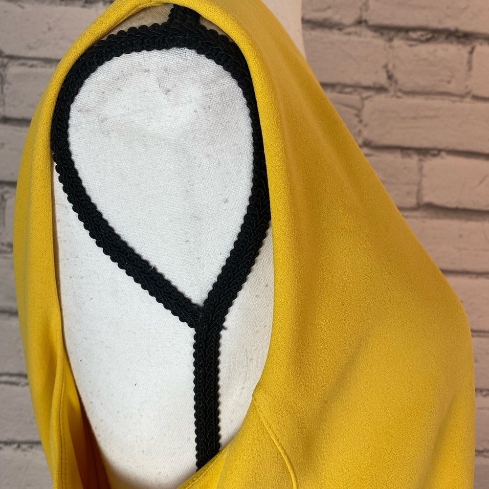 Tommy Hilfiger Yellow Mock Neck Sleeveless Dress Gold Buttons Modern 20W NWT - Picture 12 of 15